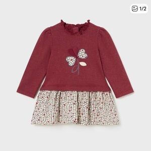 Mayoral Red Baby Dress with Heart Design - 6 Months